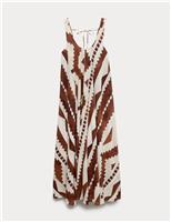 Pure Cotton Printed Scoop Neck Maxi Beach Dress