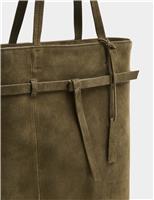 Autograph Suede Belted Tote Bag Khaki