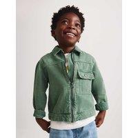 M&S Garment Dyed Zip Up Denim Shacket (2-8 Yrs) Green Mix