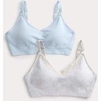 M&S 2 Pack Seamless Non Wired Maternity Nursing Bras Blue Mix