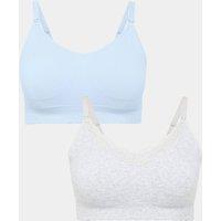 M&S 2 Pack Seamless Non Wired Maternity Nursing Bras Blue Mix