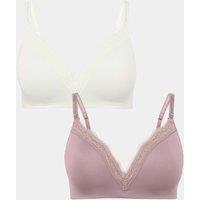 M&S 2 Pack Jasmine Lace Trim Maternity Nursing Bra B-G Brown Mix
