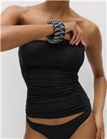 M&S Square Neck Tummy Control Ruched Tankini Black