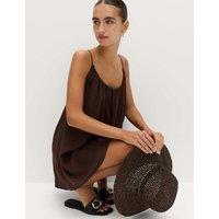 M&S Tie Front Strappy Mini Slip Dress Peat