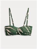 Printed Padded Twist Front Bandeau Bikini Top