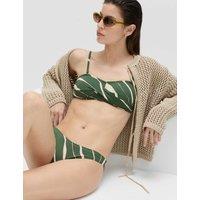 M&S Printed Padded Twist Front Bandeau Bikini Top Green Mix