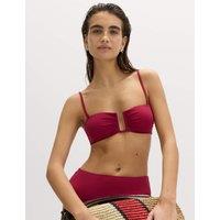 M&S Padded U-Notch Bandeau Bikini Top Raspberry