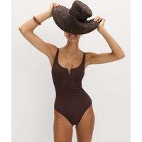 M&S Tummy Control Textured Swimsuit Peat
