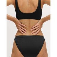 M&S Ribbed High Leg Bikini Bottoms Black