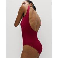 M&S Ribbed Textured Scoop Neck Swimsuit Raspberry
