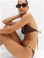 Animal Print Textured Triangle Bikini Top