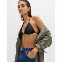 M&S Padded Halterneck Triangle Bikini Top Black