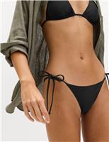 M&S Tie Side Bikini Bottoms Dark Khaki