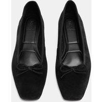 M&S Suede Flat Square Toe Ballet Pumps Black