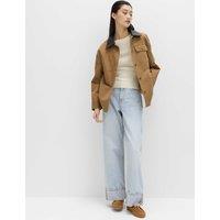 M&S High Waisted Wide Leg Turn Up Jeans Light Denim