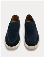 White Sole Suede Loafers