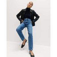 M&S Mom High Waisted Ankle Grazer Jeans Medium Indigo