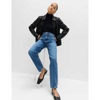 M&S Mom High Waisted Ankle Grazer Jeans Medium Indigo