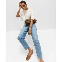 M&S Mom High Waisted Ankle Grazer Jeans Light Indigo