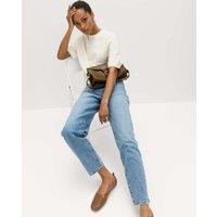 M&S Mom High Waisted Ankle Grazer Jeans Light Indigo