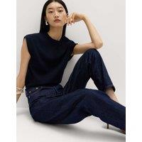 M&S Mom High Waisted Ankle Grazer Jeans Indigo Mix