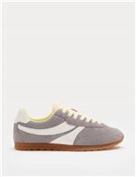 M&S Suede Side Stripe Retro Trainers Grey