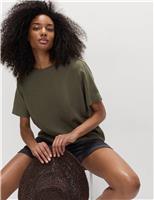 M&S Linen Rich Relaxed T-Shirt Dark Khaki