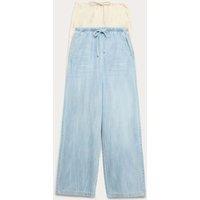M&S 2 Pack Denim Pull On Wide Leg Jeans Light Indigo Mix