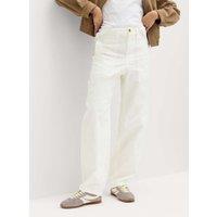 M&S Cotton Rich Barrel Leg Trousers Soft White