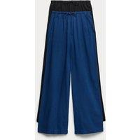 M&S 2 Pack Wide Leg Trousers with Linen Navy