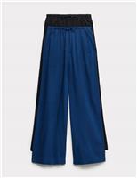 M&S 2 Pack Wide Leg Trousers with Linen Navy
