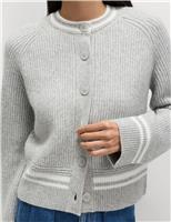 Cloud-Yarn Crew Neck Tipped Detail Cardigan
