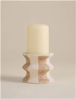 Striped Ceramic Pillar Candle Holder