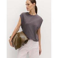 M&S Pure Cotton Cap Sleeve T-Shirt Thunder
