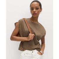 M&S Pure Cotton Cap Sleeve T-Shirt Olive