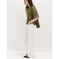 M&S Pure Cotton Broderie Boxy T-Shirt Khaki