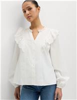 Pure Cotton Broderie Long Sleeve Blouse