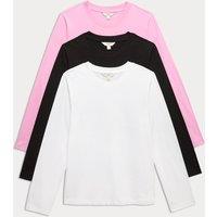 M&S 3 Pack Pure Cotton Everyday Tops Pink Mix
