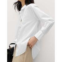 M&S Pure Cotton Collared Button Through Shirt Soft White