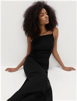 Square Neck Maxi Shift Dress with Linen