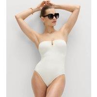 M&S U-Notch Textured Bandeau Swimsuit Ivory