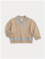 M&S Cricket Jumper (0-36 Mths) Brown Mix