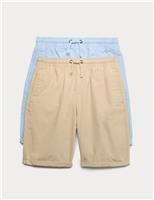 2 Pack Pure Cotton Ripstop Shorts (6-16 Yrs)