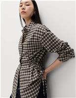 Pure Cotton Checked Drawcord Waist Shirt