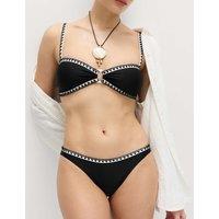 M&S Blanket Stitch High Waisted Bikini Bottoms Black Mix