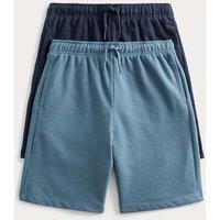 M&S 2 Pack Cotton Rich Elasticated Waist Shorts (6-16 Yrs) Navy Mix