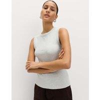 M&S Cotton Rich Premium Slim Fit Tank Top Grey