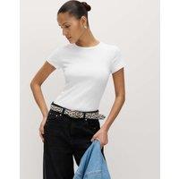 M&S Cotton Rich Ribbed Slim Fit T-Shirt Soft White