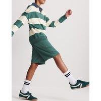 M&S Pure Cotton Rugby Top & Shorts Set (6-16 Yrs) Khaki Mix