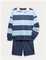 Pure Cotton Rugby Top & Shorts Set (6-16 Yrs)
